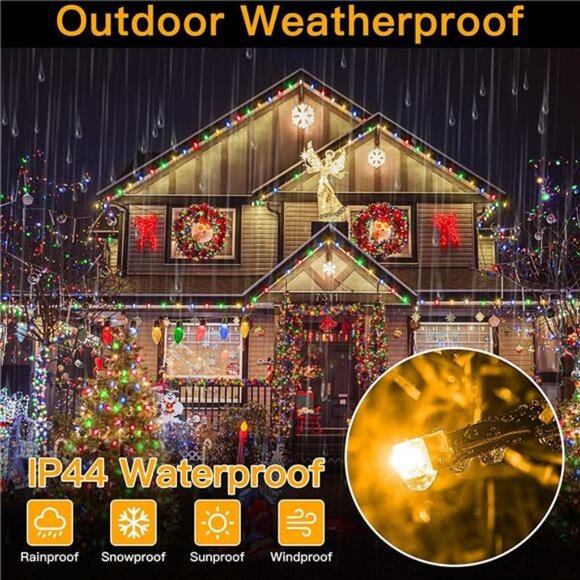 Christmas Lights Outdoor String Lights Plug in 400Led/132ft with Remote - Picture 3 of 6